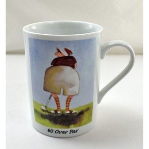 60 Over Par Erika Oller Art Golf Mug - Woman Golfer Coffee Cup